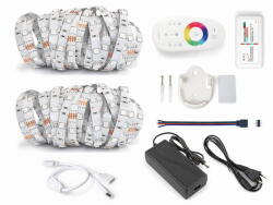 KOLORENO Set bandă LED 12V | 5050 | 300LED | 10m | IP20 | RGB + CONTROLER RF-RGB-004 + SURSĂ ALIMENTARE 72W (RGB30IP20-72W)