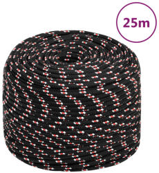vidaXL Franghie de barca, negru, 8 mm, 25 m, polipropilena GartenMobel Dekor (152342)