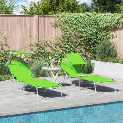 vidaXL sezlonguri pliabile 2 bucati cu copertina Verde 600D Oxford Fabric GartenMobel Dekor (42003064)