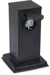 LVT Stâlp de grădină 230V Ontario 20cm 2 prize - Negru (7671)