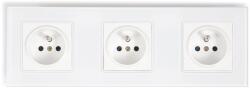 Lumenix Priză electrică din sticlă Bianka 230V 16A triplă cu împământare - Albă (GN-BIANKA-28)