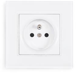 Lumenix Set: 1x Priză electrică din sticlă Bianka 230V 16A + ramă din sticlă - Alb (ZEST-BIANKA-61+71)