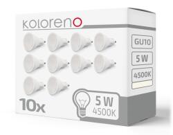 KOLORENO Set 10x Bec LED GU10 5W - Alb neutru (4500K) (ZL-LX-GU10-5W-BNx10)