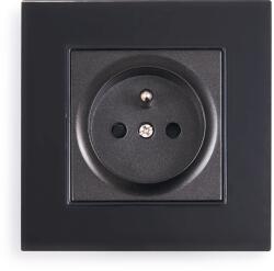 Lumenix Set: 1x priză electrică din sticlă Bianka 230V 16A + ramă din sticlă - Negru (ZEST-BIANKA-60+70)