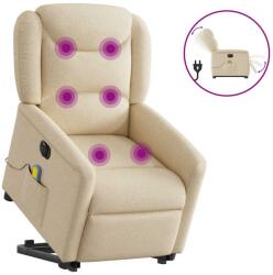 vidaXL Fotoliu electric de masaj rabatabil cu ridicare, crem, textil GartenMobel Dekor (3303232)