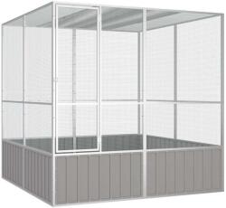 vidaXL Colivie pentru pasari gri 213, 5x217, 5x211, 5 cm otel galvanizat GartenMobel Dekor (171552)