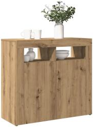 vidaXL Dulap cu lumini LED stejar artizanal 80x35x75 cm lemn prelucrat GartenMobel Dekor (856362) Comoda