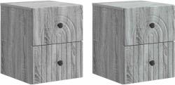 vidaXL Set 2 noptiere suspendate gri sonoma, 4 sertare, 33x34, 5x40 cm (898138)