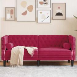 vidaXL Canapea Chesterfield cu pernute/2 locuri, rosu vin, catifea GartenMobel Dekor (372687) Canapea