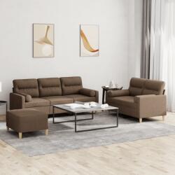 vidaXL Set de canapele cu perne, 3 piese, maro, textil GartenMobel Dekor (3201627) Canapea