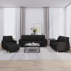 vidaXL Set de canapele cu perne, 4 piese, negru, material textil GartenMobel Dekor (3201270) Canapea