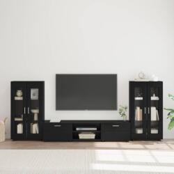 vidaXL Set comoda TV cu sertar cu usa FLORIN 3 pcs Negru Lemn compozit GartenMobel Dekor (3397935)