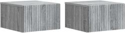 vidaXL Set 2 noptiere suspendate gri Sonoma, 33 x 34, 5 x 20 cm, montaj pe perete (898438)