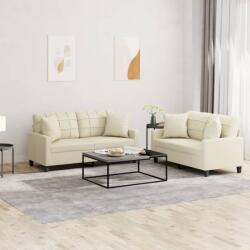 vidaXL Set de canapele cu perne, 2 piese, crem, piele ecologica GartenMobel Dekor (3201369) Canapea