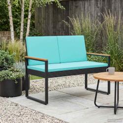 vidaXL Banca de exterior Negru si Turcoaz 107 x 61 x 80 cm poliratan GartenMobel Dekor (42025341)