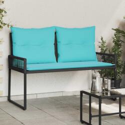 vidaXL Banca de exterior cu perna 4 pcs Negru si Turcoaz poliratan GartenMobel Dekor (42025163)