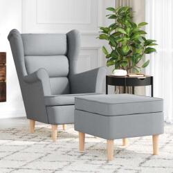 vidaXL Fotoliu cu taburet pentru picioare, gri deschis material textil GartenMobel Dekor (3307989)