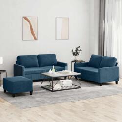 vidaXL Set de canapele cu perne, 3 piese, albastru, catifea GartenMobel Dekor (3201515) Canapea