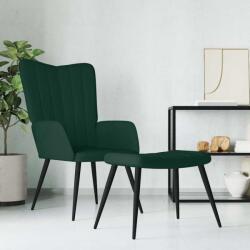 vidaXL Scaun de relaxare cu taburet, verde închis, catifea GartenMobel Dekor (327690)