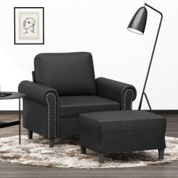 vidaXL Fotoliu canapea cu taburet, negru, 60 cm, piele ecologica GartenMobel Dekor (3201200) Canapea