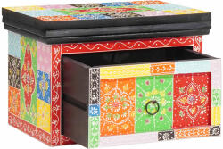 vidaXL Noptiera boho multicolora din lemn de mango cu sertar, 40x30x28 cm (4017586)