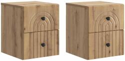 vidaXL Set 2 noptiere suspendate cu 4 sertare, stejar artizanal, 33x34, 5x40 cm (898144)
