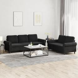 vidaXL Set de canapele cu perne, 2 piese, negru, catifea GartenMobel Dekor (3202255) Canapea