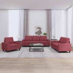 vidaXL Set de canapea, 3 piese, rosu vin, material textil GartenMobel Dekor (3201872) Canapea