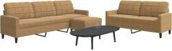 vidaXL Set de canapele cu perne, 3 piese, maro, catifea GartenMobel Dekor (3278488) Canapea