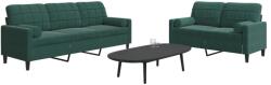 vidaXL Set canapele cu perne/rulouri, 2 piese, verde închis, catifea GartenMobel Dekor (3278413) Canapea