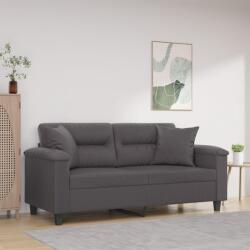 vidaXL Canapea cu 2 locuri cu pernute, gri, 140 cm, piele ecologica GartenMobel Dekor (3200990) Canapea