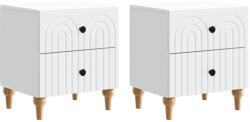 vidaXL Set 2 noptiere albe cu 2 sertare, 43 x 34, 5 x 48 cm, lemn prelucrat (894066)