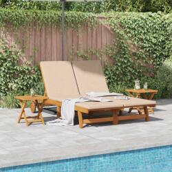 vidaXL Sezlong cu perna Bej Lemn Solid de Acacia GartenMobel Dekor (3407701)