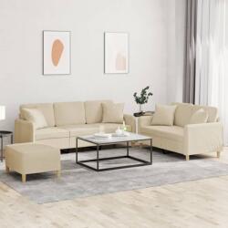 vidaXL Set de canapele cu perne, 3 piese, crem, textil GartenMobel Dekor (3202144) Canapea