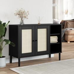 vidaXL Servanta SENJA, aspect ratan negru, 112x40x80cm, lemn masiv pin GartenMobel Dekor (358030) Comoda