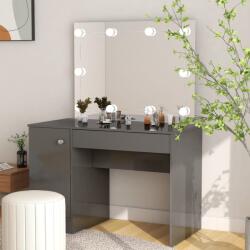 vidaXL Masa de machiaj cu lumini LED gri stralucitor 110x55x145 cm MDF GartenMobel Dekor (331551)