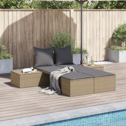 vidaXL Sezlong dublu cu perne, bej, poliratan GartenMobel Dekor (368392)
