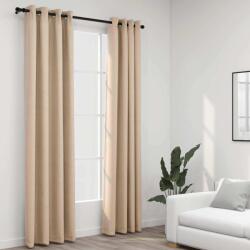 vidaXL Perdele opace, aspect panza, cu ocheti, 2 buc. , bej, 140x245 cm GartenMobel Dekor (321210)