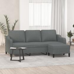 vidaXL Canapea cu 3 locuri si taburet, gri închis, 180 cm, textil GartenMobel Dekor (3201136) Canapea