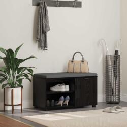vidaXL Banca pentru hol cu perna Simplu Stejar Negru 80 x 38 x 46 cm GartenMobel Dekor (891505)