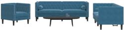 vidaXL Set canapele Chesterfield perne rulou 3 piese albastru catifea GartenMobel Dekor (3209289) Canapea