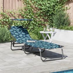 vidaXL Sezlong pliabil cu imprimeu cu frunze din tesatura Oxford 600D GartenMobel Dekor (42003133)