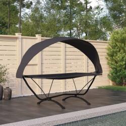 vidaXL Pat de exterior cu baldachin negru otel & tesatura oxford GartenMobel Dekor (317599)