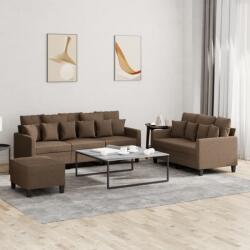 vidaXL Set de canapele cu perne, 3 piese, maro, textil GartenMobel Dekor (3201675) Canapea