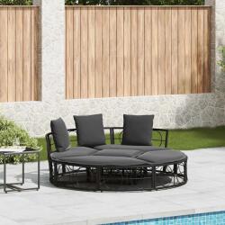 vidaXL Pat de lounge pentru exterior fara baldachin Poly Rattan negru GartenMobel Dekor (4108236)