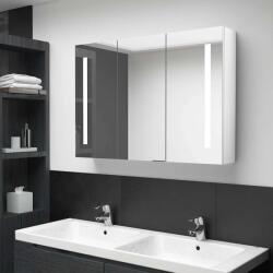 vidaXL Dulap de baie cu oglinda si LED, alb stralucitor, 89x14x62 cm GartenMobel Dekor (326531)