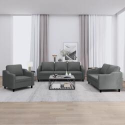 vidaXL Set de canapele cu perne, 3 piese, gri închis, textil GartenMobel Dekor (3201771) Canapea