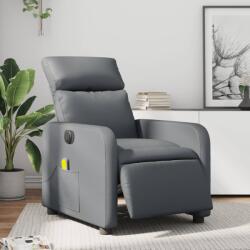 vidaXL Fotoliu de masaj electric rabatabil, gri, piele ecologica GartenMobel Dekor (3206745)