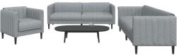 vidaXL Set de canapele, 3 piese, gri deschis, textil GartenMobel Dekor (3209229) Canapea