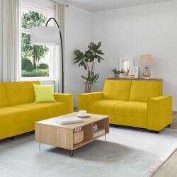 vidaXL Set de canapele cu perne, 3 piese, galben, catifea GartenMobel Dekor (3324624) Canapea
